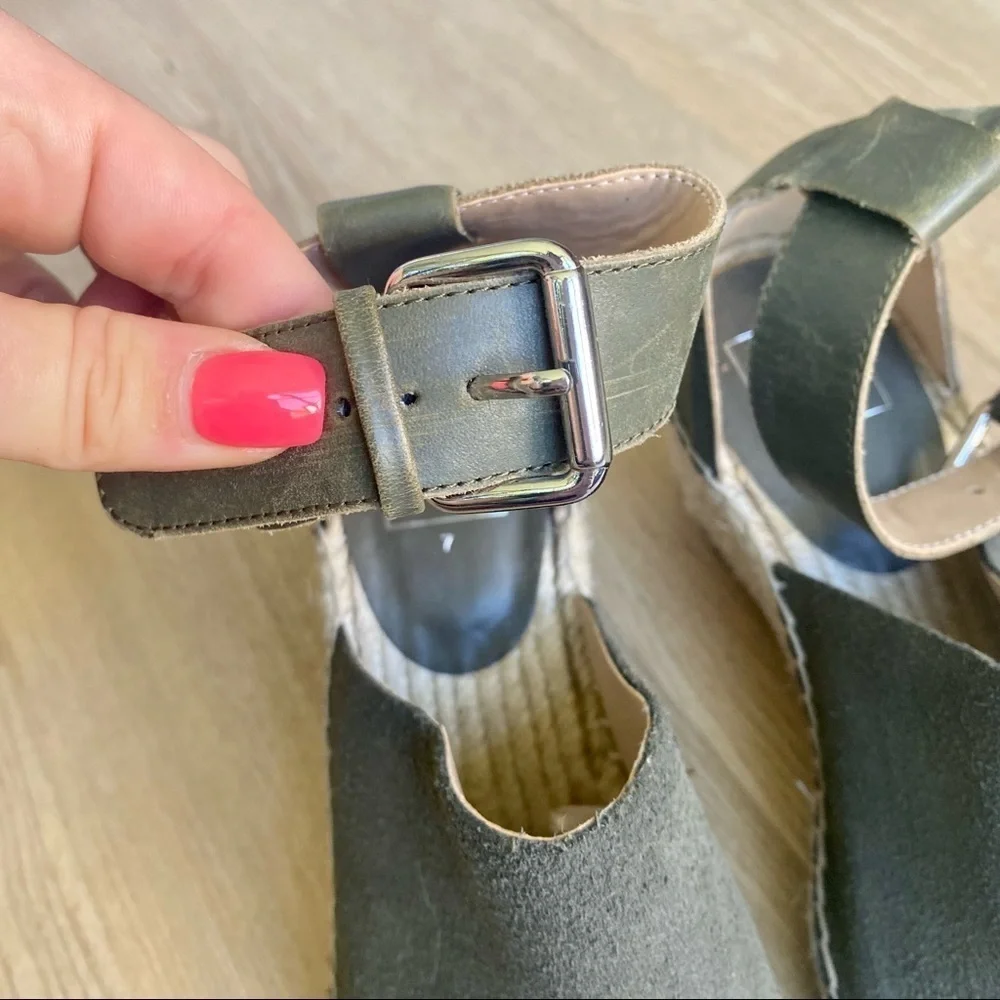 GAP Green Suede Wedge Sandals with Ankle Strap - Comfortable Summer Shoes - Picture 7 of 10